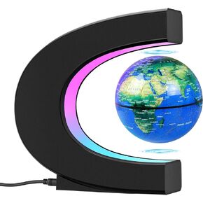 JOWHOL كرة أرضية عائمة مغناطيسية، كرة أرضية تدور تلقائيًا بشكل دائم مع ضوء LED، عرض توضيحي للأرض الدوارة، أدوات مكتبية رائعة، هدية عيد ميلاد تقنية للرجال ومدرب الأب والأولاد والأطفال، ديكور مكتب المنزل (أزرق) in Kuwait