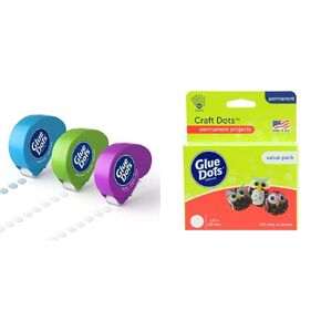 Glue Dots Dot N' Go Glue Dot Dispenser Project Pack with 200 Permanent, Poster, and Removable Double-Sided Adhesive Craft Dots Each, 3/8-Inch