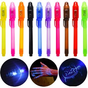 Newmemo أقلام حبر غير مرئية مع ضوء للأطفال 10 قطع قلم تجسس أقلام سحرية للأطفال تتوهج في الظلام قلم حبر يختفي قلم حبر لكتابة رسالة سرية الهروب من غرفة عيد الميلاد تفضل الأولاد والبنات in Kuwait