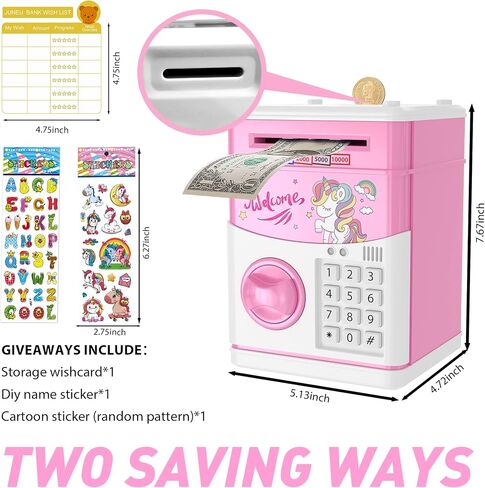 JUNEU Unicorn Piggy Bank for Kids - Electronic Musical Money Bank for Girls in Kuwait
