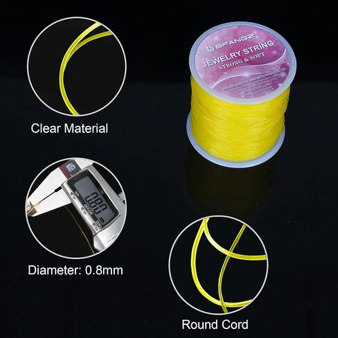 سلسلة سوار، BFANGZ 0.8 مم 100 متر سلسلة مرنة لصنع المجوهرات، سلسلة سوار تمتد حبة الحبل سلسلة قابلة للتمدد للأساور والقلائد والمجوهرات ولوازم الديكور (أبيض) in Kuwait