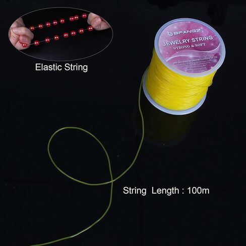 سلسلة سوار، BFANGZ 0.8 مم 100 متر سلسلة مرنة لصنع المجوهرات، سلسلة سوار تمتد حبة الحبل سلسلة قابلة للتمدد للأساور والقلائد والمجوهرات ولوازم الديكور (أبيض) in Kuwait