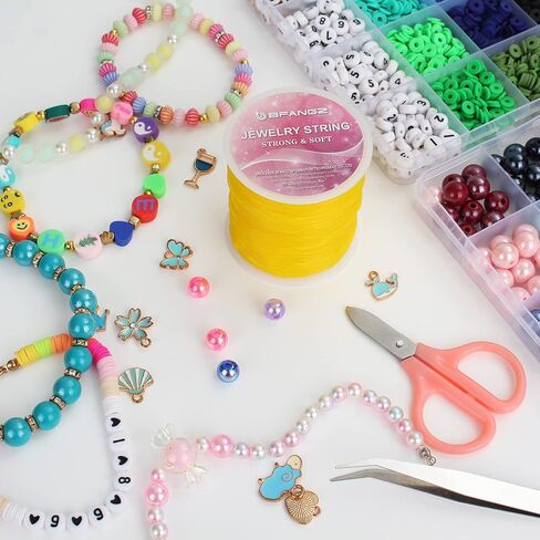 سلسلة سوار، BFANGZ 0.8 مم 100 متر سلسلة مرنة لصنع المجوهرات، سلسلة سوار تمتد حبة الحبل سلسلة قابلة للتمدد للأساور والقلائد والمجوهرات ولوازم الديكور (أبيض) in Kuwait