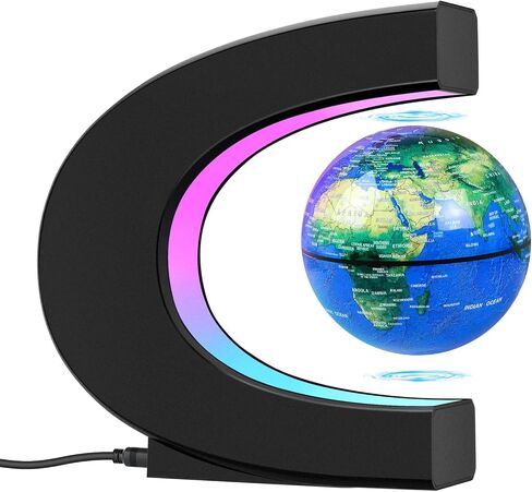 JOWHOL كرة أرضية عائمة مغناطيسية، كرة أرضية تدور تلقائيًا بشكل دائم مع ضوء LED، عرض توضيحي للأرض الدوارة، أدوات مكتبية رائعة، هدية عيد ميلاد تقنية للرجال ومدرب الأب والأولاد والأطفال، ديكور مكتب المنزل (أزرق) in Kuwait