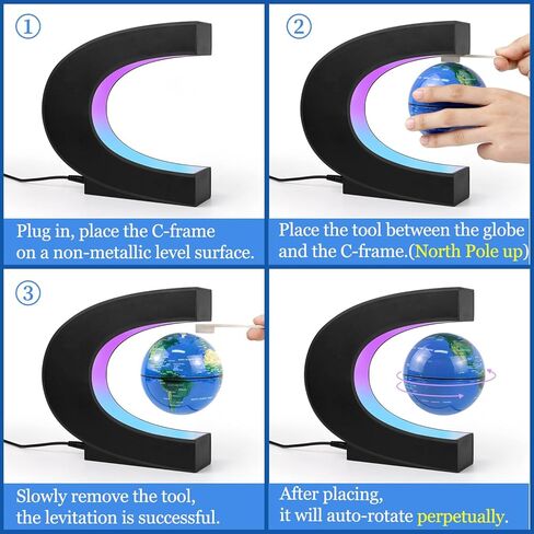 JOWHOL كرة أرضية عائمة مغناطيسية، كرة أرضية تدور تلقائيًا بشكل دائم مع ضوء LED، عرض توضيحي للأرض الدوارة، أدوات مكتبية رائعة، هدية عيد ميلاد تقنية للرجال ومدرب الأب والأولاد والأطفال، ديكور مكتب المنزل (أزرق) in Kuwait