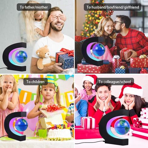 JOWHOL كرة أرضية عائمة مغناطيسية، كرة أرضية تدور تلقائيًا بشكل دائم مع ضوء LED، عرض توضيحي للأرض الدوارة، أدوات مكتبية رائعة، هدية عيد ميلاد تقنية للرجال ومدرب الأب والأولاد والأطفال، ديكور مكتب المنزل (أزرق) in Kuwait