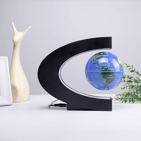 كرة أرضية عائمة مغناطيسية مع ضوء LED قاعدة على شكل C مضادة للجاذبية، خريطة العالم عالية التقنية، هدية عيد ميلاد للرجال، الأب، الطفل، المعلم، للمنزل، المكتب، ديكور المكتب، أداة التعليم التجريبي in Saudi Arabia