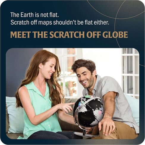 خدش الكرة الأرضية العالمية مع حامل لديكور المنزل والمكتب | كرات أرضية كروية مقاس 10 بوصات مع رقائق قابلة للخدش | هدية سفر فريدة للمسافرين | خريطة العالم لسطح المكتب | خريطة السفر للخدش (الكرة الأرضية - أسود وفضي) in Kuwait