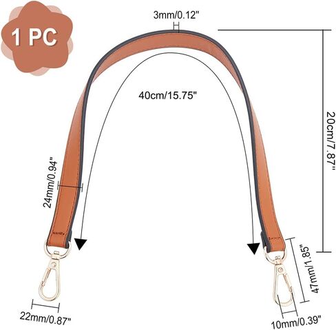WADORN مقبض محفظة جلدية، 15.75 بوصة قصيرة بولي Leather حقيبة جلدية حزام رقيقة حقيبة الكتف الأشرطة استبدال حقيبة يد مقبض حزام حمل حقيبة الشريط العلوي مع المشابك الدوارة DIY محفظة صنع اللوازم، أسود in Kuwait