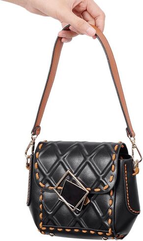 WADORN مقبض محفظة جلدية، 15.75 بوصة قصيرة بولي Leather حقيبة جلدية حزام رقيقة حقيبة الكتف الأشرطة استبدال حقيبة يد مقبض حزام حمل حقيبة الشريط العلوي مع المشابك الدوارة DIY محفظة صنع اللوازم، أسود in Kuwait
