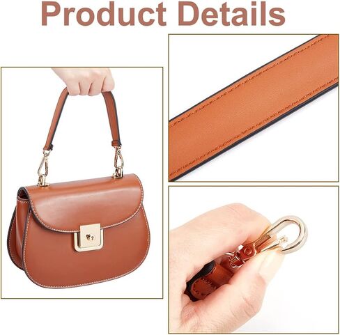 WADORN مقبض محفظة جلدية، 15.75 بوصة قصيرة بولي Leather حقيبة جلدية حزام رقيقة حقيبة الكتف الأشرطة استبدال حقيبة يد مقبض حزام حمل حقيبة الشريط العلوي مع المشابك الدوارة DIY محفظة صنع اللوازم، أسود in Kuwait