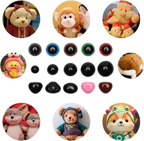 Maznyu 570PCS Premium Plastic Safety Eyes and Noses with Washers, Assorted Sizes for Craft Doll Eyes and Teddy Bear Nose, Plash Animal and Amigurumi, Crochet Toy and Stuffed Animals Craft Making in Kuwait