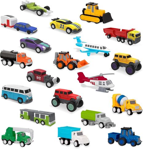 Driven by Battat – Pocket Fleet 1 – 20 Packs Mini Toy Vehicles – Camper Van, Construction Trucks, Cement Mixer, Monster Truck, Race Car & More – Gift Toy Car Playset for Boys & Girls Age 3+ in Kuwait