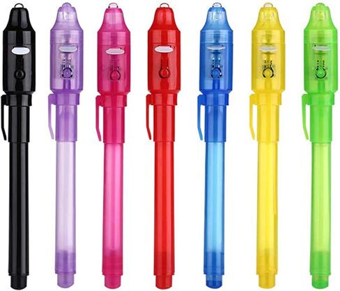 DLUCKY قلم حبر غير مرئي، قلم تجسس غير مرئي قلم حبر مختفي مع قلم سحري خفيف أسود للرسائل السرية وحفلات الأطفال عيد الميلاد والهالوين وعيد الفصح وأكياس الأشياء الجيدة 7 قطع in Kuwait