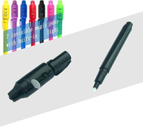 DLUCKY قلم حبر غير مرئي، قلم تجسس غير مرئي قلم حبر مختفي مع قلم سحري خفيف أسود للرسائل السرية وحفلات الأطفال عيد الميلاد والهالوين وعيد الفصح وأكياس الأشياء الجيدة 7 قطع in Kuwait