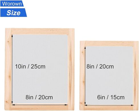 طقم بدء طباعة الشاشة من Worown مكون من 24 قطعة، حجمين مختلفين من إطار طباعة الشاشة من الألومنيوم مع 110 شبكة بيضاء، بما في ذلك الممسحات وفيلم الشفافية النافثة للحبر والعصي الخشبية وشريط الإخفاء in Kuwait
