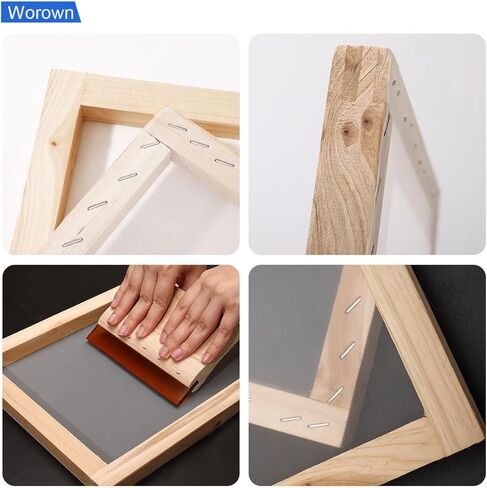 طقم بدء طباعة الشاشة من Worown مكون من 24 قطعة، حجمين مختلفين من إطار طباعة الشاشة من الألومنيوم مع 110 شبكة بيضاء، بما في ذلك الممسحات وفيلم الشفافية النافثة للحبر والعصي الخشبية وشريط الإخفاء in Kuwait