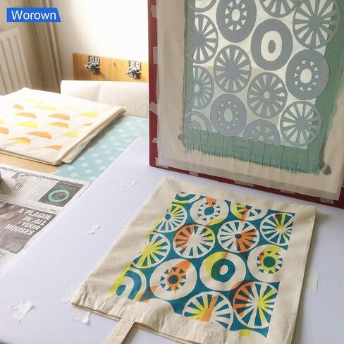 طقم بدء طباعة الشاشة من Worown مكون من 24 قطعة، حجمين مختلفين من إطار طباعة الشاشة من الألومنيوم مع 110 شبكة بيضاء، بما في ذلك الممسحات وفيلم الشفافية النافثة للحبر والعصي الخشبية وشريط الإخفاء in Kuwait