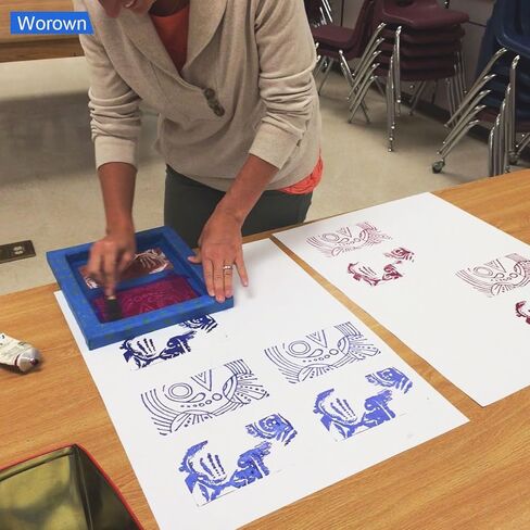 طقم بدء طباعة الشاشة من Worown مكون من 24 قطعة، حجمين مختلفين من إطار طباعة الشاشة من الألومنيوم مع 110 شبكة بيضاء، بما في ذلك الممسحات وفيلم الشفافية النافثة للحبر والعصي الخشبية وشريط الإخفاء in Kuwait