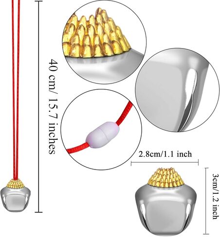Aneco 36 Pack Christmas Bell Necklaces Holiday Jingle Bell Necklaces Toys with Safety Connect Catch Ribbons for Christmas Favor (Gold, Red, Green, Silvery) in Kuwait
