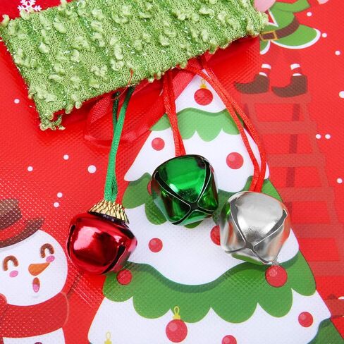 Aneco 36 Pack Christmas Bell Necklaces Holiday Jingle Bell Necklaces Toys with Safety Connect Catch Ribbons for Christmas Favor (Gold, Red, Green, Silvery) in Kuwait