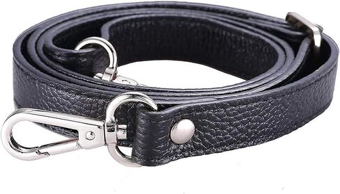 Replacement Adjustable Leather Shoulder Strap with Metal Swivel Hooks for Crossbody Bag Briefcase Messenger Bag Shoulder Bag Purse Making -2 cm Width (Black) in Kuwait