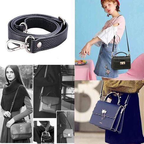Replacement Adjustable Leather Shoulder Strap with Metal Swivel Hooks for Crossbody Bag Briefcase Messenger Bag Shoulder Bag Purse Making -2 cm Width (Black) in Kuwait