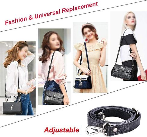 Replacement Adjustable Leather Shoulder Strap with Metal Swivel Hooks for Crossbody Bag Briefcase Messenger Bag Shoulder Bag Purse Making -2 cm Width (Black) in Kuwait