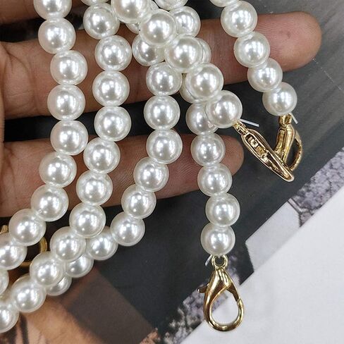 4 قطع من خرز اللؤلؤ الصناعي بمقبض قصير طويل للكتف والكروس وشنطة اليد، اكسسوارات مع ابزيم معدني، بلاستيك، 4 قطع in Kuwait