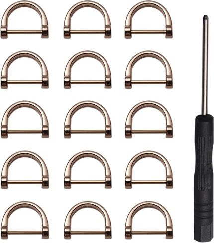 15pcs D-Rings Screw in Shackle Horseshoe U Shape D Ring Screw in Shackle Semicircle with Screwdriver DIY Leather Strap Craft Purse Replacement (Black) in Saudi Arabia