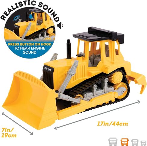 Driven by Battat – Midrange 1/16 Scale – Bulldozer Toy – Construction Truck Toy with Realistic Engine Sound & Multiple Moving Parts – Car Toy Gift for Boys & Girls Age 3+ in Kuwait