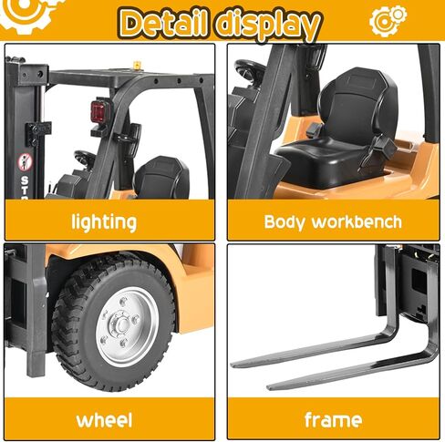 KidsFaves رافعة شوكية عملاقة للتحكم عن بعد بمقياس 1:10 بطول 13 بوصة وطول 8 قنوات رافعة شوكية كاملة المواصفات لعبة بناء شاحنة RC شاحنة لعبة هدية عيد ميلاد فكرة للطفل in Kuwait