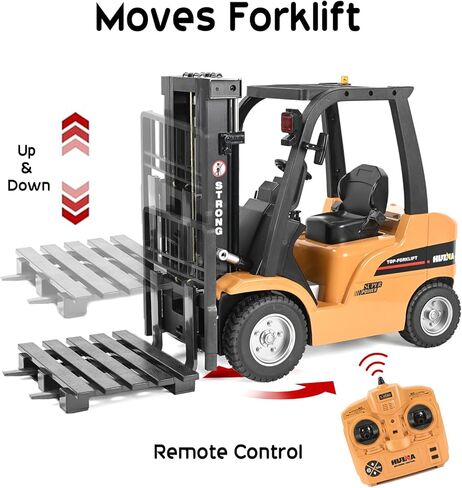 KidsFaves رافعة شوكية عملاقة للتحكم عن بعد بمقياس 1:10 بطول 13 بوصة وطول 8 قنوات رافعة شوكية كاملة المواصفات لعبة بناء شاحنة RC شاحنة لعبة هدية عيد ميلاد فكرة للطفل in Kuwait