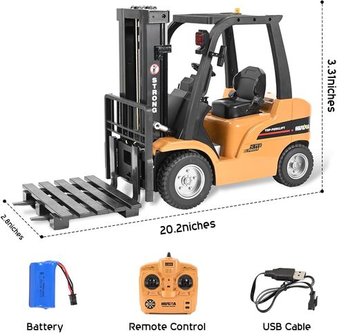 KidsFaves رافعة شوكية عملاقة للتحكم عن بعد بمقياس 1:10 بطول 13 بوصة وطول 8 قنوات رافعة شوكية كاملة المواصفات لعبة بناء شاحنة RC شاحنة لعبة هدية عيد ميلاد فكرة للطفل in Kuwait
