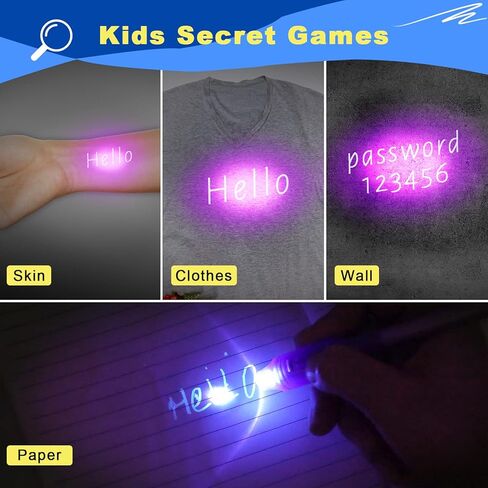 Newmemo أقلام حبر غير مرئية مع ضوء للأطفال 10 قطع قلم تجسس أقلام سحرية للأطفال تتوهج في الظلام قلم حبر يختفي قلم حبر لكتابة رسالة سرية الهروب من غرفة عيد الميلاد تفضل الأولاد والبنات in Kuwait