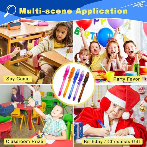 Newmemo أقلام حبر غير مرئية مع ضوء للأطفال 10 قطع قلم تجسس أقلام سحرية للأطفال تتوهج في الظلام قلم حبر يختفي قلم حبر لكتابة رسالة سرية الهروب من غرفة عيد الميلاد تفضل الأولاد والبنات in Kuwait