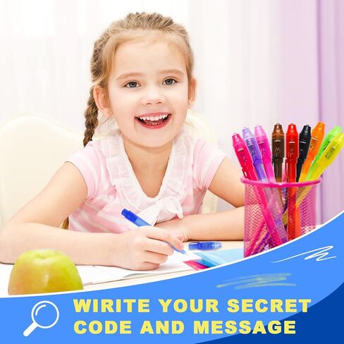 Newmemo أقلام حبر غير مرئية مع ضوء للأطفال 10 قطع قلم تجسس أقلام سحرية للأطفال تتوهج في الظلام قلم حبر يختفي قلم حبر لكتابة رسالة سرية الهروب من غرفة عيد الميلاد تفضل الأولاد والبنات in Kuwait