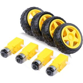 Gebildet 4pcs Geared Motor DC3V-12V DC for Four-Wheel Drive Toy Car/Robotic Body/Aircraft Toys+4pcs Plastic Tire Wheels in Kuwait