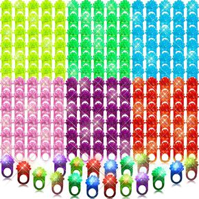 Charniol 300 Pack Light Up Rings Novelty Glow In The Dark Rings In 6 Colors Flashing Led Rings Colorful Finger Toys Shining Soft Jelly Rubber for Kids Adult Party Favors Concert Show Supplies in Saudi Arabia