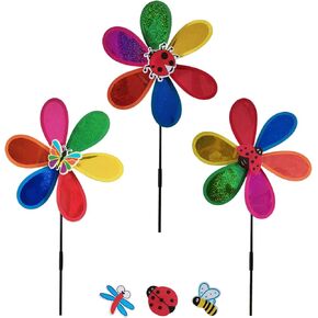 3 عبوات من الحشرات الجميلة الملونة دوامة الرياح الدوارة هدايا الحفلات حديقة ساحة الحديقة ألعاب تزيين الحديقة للأطفال الرضع (3 الوان عشوائية) in Kuwait