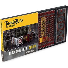 TinkerTurf Sci-Fi Terrain: Cargo Containers 3 Add-On, 3 Containers Included, Neutral Theme, Modeular Design, Easy Storage, Virtually Limitless Setups