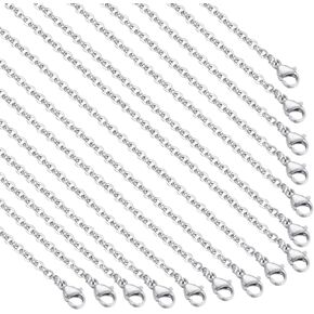 30 Pack 18 Inch Necklace Chain Stainless Steel Link Cable Chain Necklace with Lobster Clasps for DIY Jewelry Making