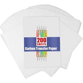 200 Sheets Carbon Paper Black Graphite Paper Transfer Tracing Paper and 5 Pieces Ball Embossing Styluses for DIY Woodworking, Paper, Canvas and Other Art Craft Surfaces in Saudi Arabia