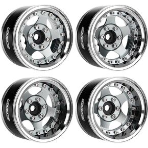 GLOBACT Aluminum 1.9 Inch Beadlock Wheels Adjustable Offset for 1/10 TRX4 TRX6 Axial SCX10 I II III Redcat GEN7 GEN8 RC Crawler (4Pcs Titanium)