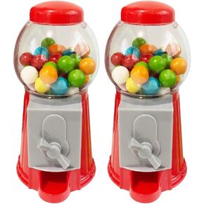 ArtCreativity Gumball Machine Bank for Kids, Set of 2, 5.25 Inch Desktop Bubble Gum Mini Candy Dispenser, Unique Money Saving Coin Bank, Great Gift or Vintage Office Desk Decoration- Gumballs Included