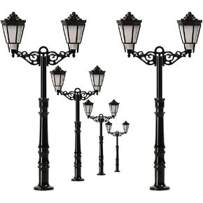 LQS77 3pcs Model Railroad Two-Heads N Scale 1:160 Lamp Street Lgiht Led (N Scale)