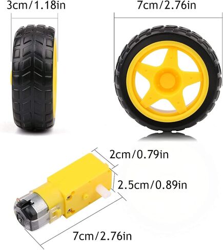 Gebildet 4pcs Geared Motor DC3V-12V DC for Four-Wheel Drive Toy Car/Robotic Body/Aircraft Toys+4pcs Plastic Tire Wheels in Kuwait