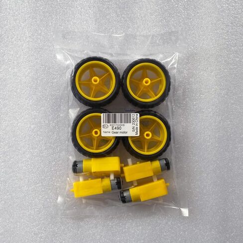 Gebildet 4pcs Geared Motor DC3V-12V DC for Four-Wheel Drive Toy Car/Robotic Body/Aircraft Toys+4pcs Plastic Tire Wheels in Kuwait