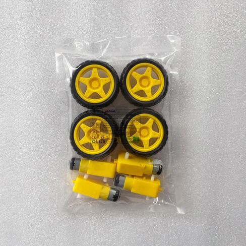 Gebildet 4pcs Geared Motor DC3V-12V DC for Four-Wheel Drive Toy Car/Robotic Body/Aircraft Toys+4pcs Plastic Tire Wheels in Kuwait