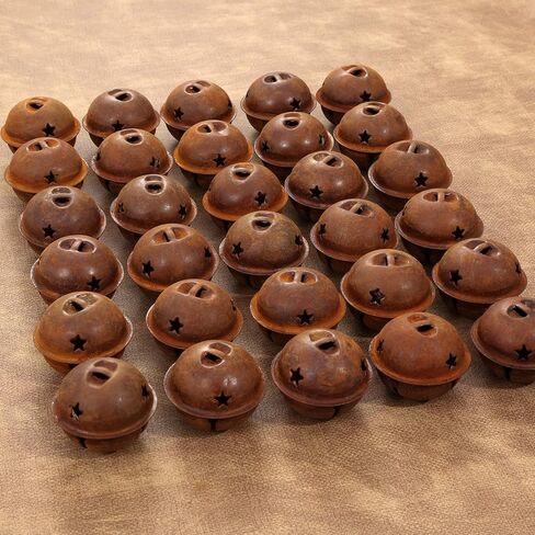 30 Pieces Christmas Rustic Bells Metal Sleigh Rusty Bells Primitive Look Bells Star Cutouts for Holiday Craft Home Decoration in Saudi Arabia